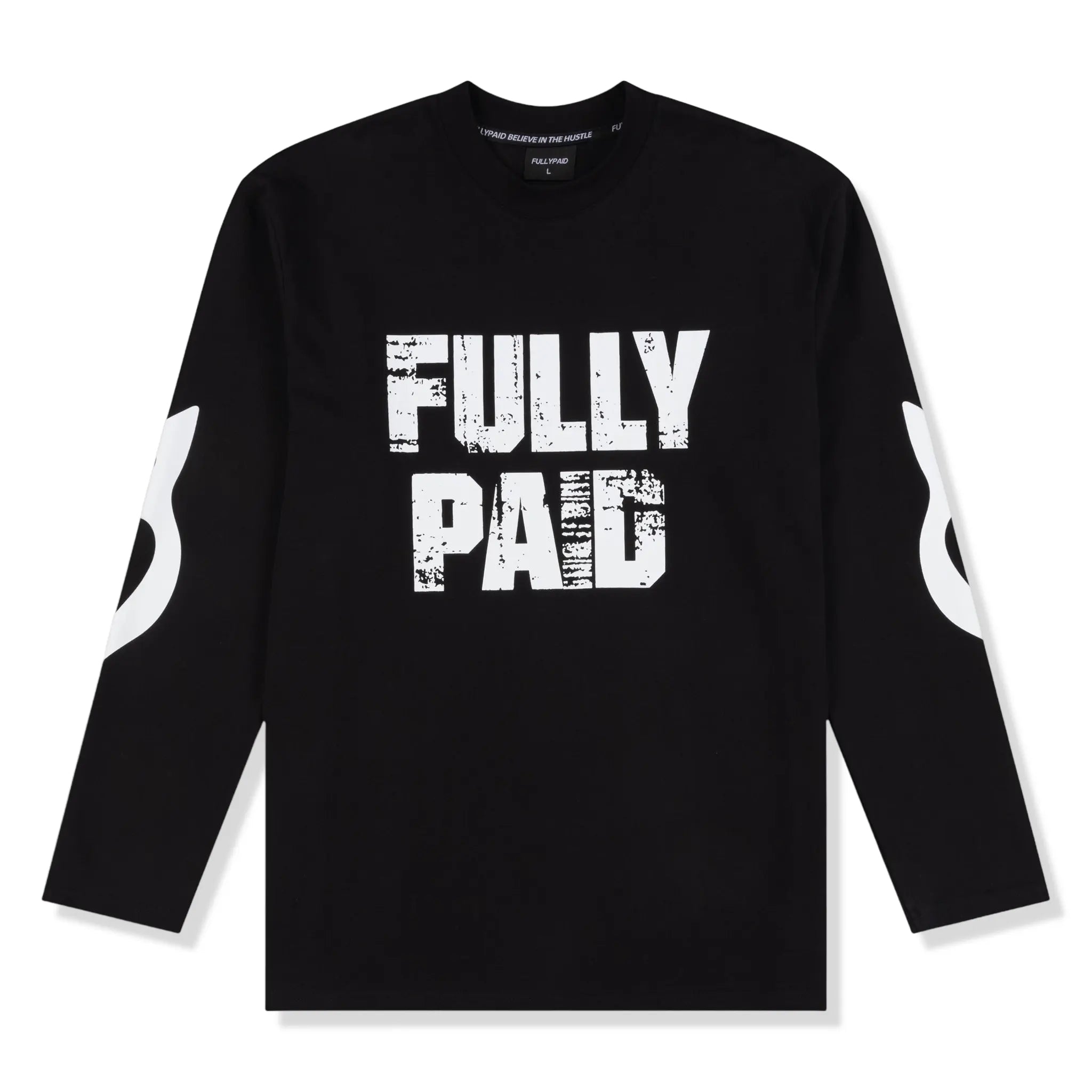 Front View of Fully Paid Drift L/S Black White T Shirt